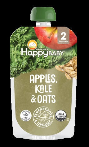 Apple Kale & Oat Stage 2 Baby Food Pouches (4 Pack Case)