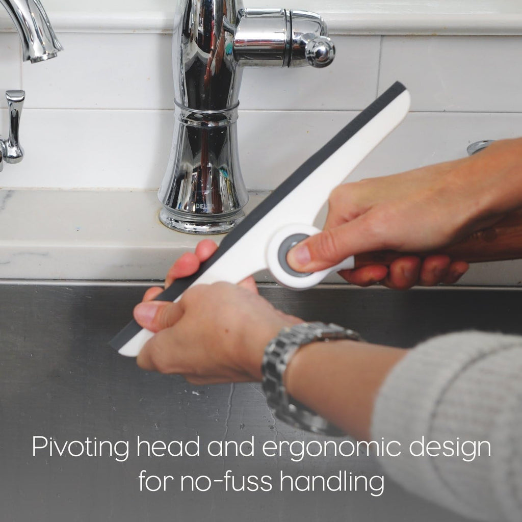 Wipe Out Pivoting Shower Squeegee with Hanging Hook - White