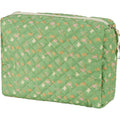 Quilted Green Floral Cosmetic Bag
