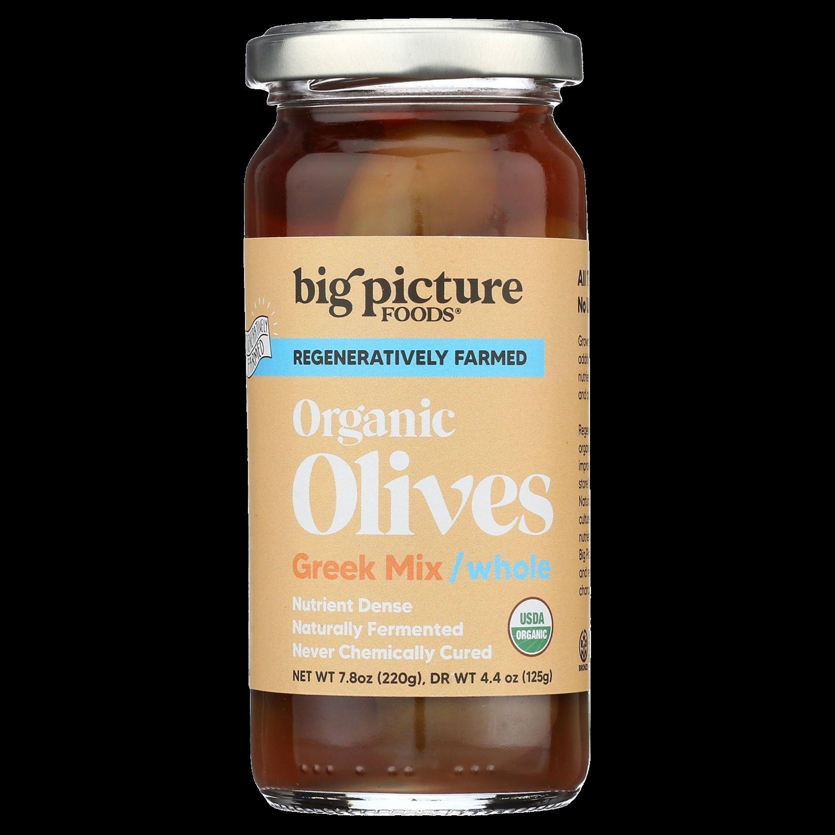 Regenerative Organic Olives Whole Greek Mix
