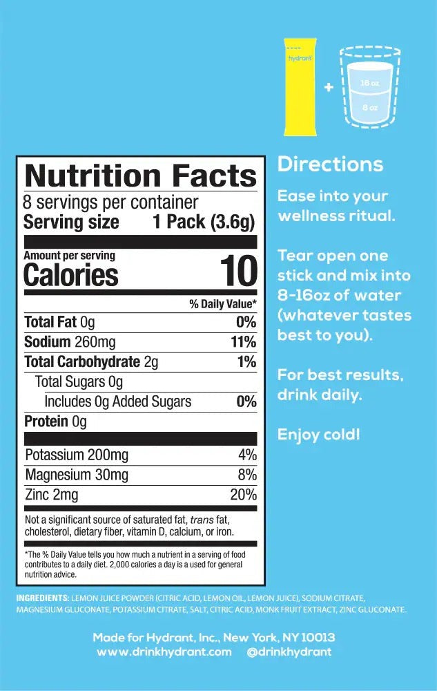 Lemonade Electrolyte Hydration Drink Mix Zero Sugar (8 CT)