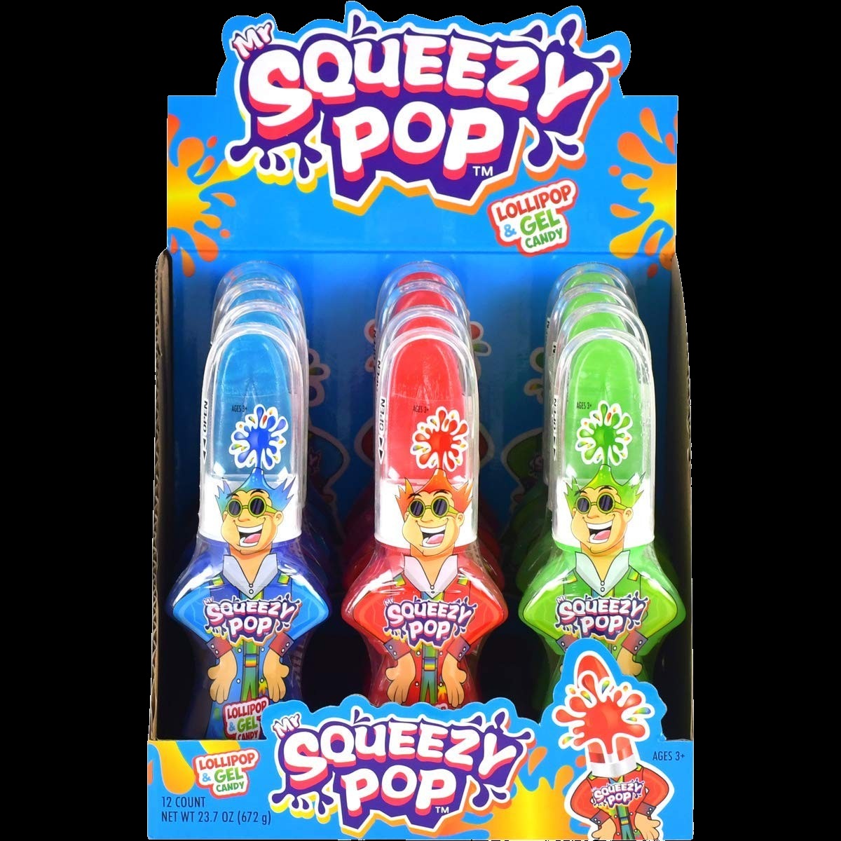 Mr. Squeezy Lollipop & Gel Candy (12 Pack)