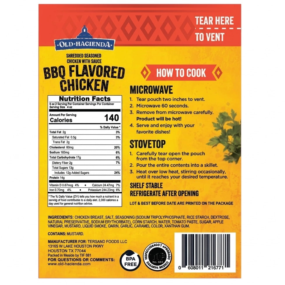 Cooked Beef BBQ Chicken Ready-To-Eat Meal