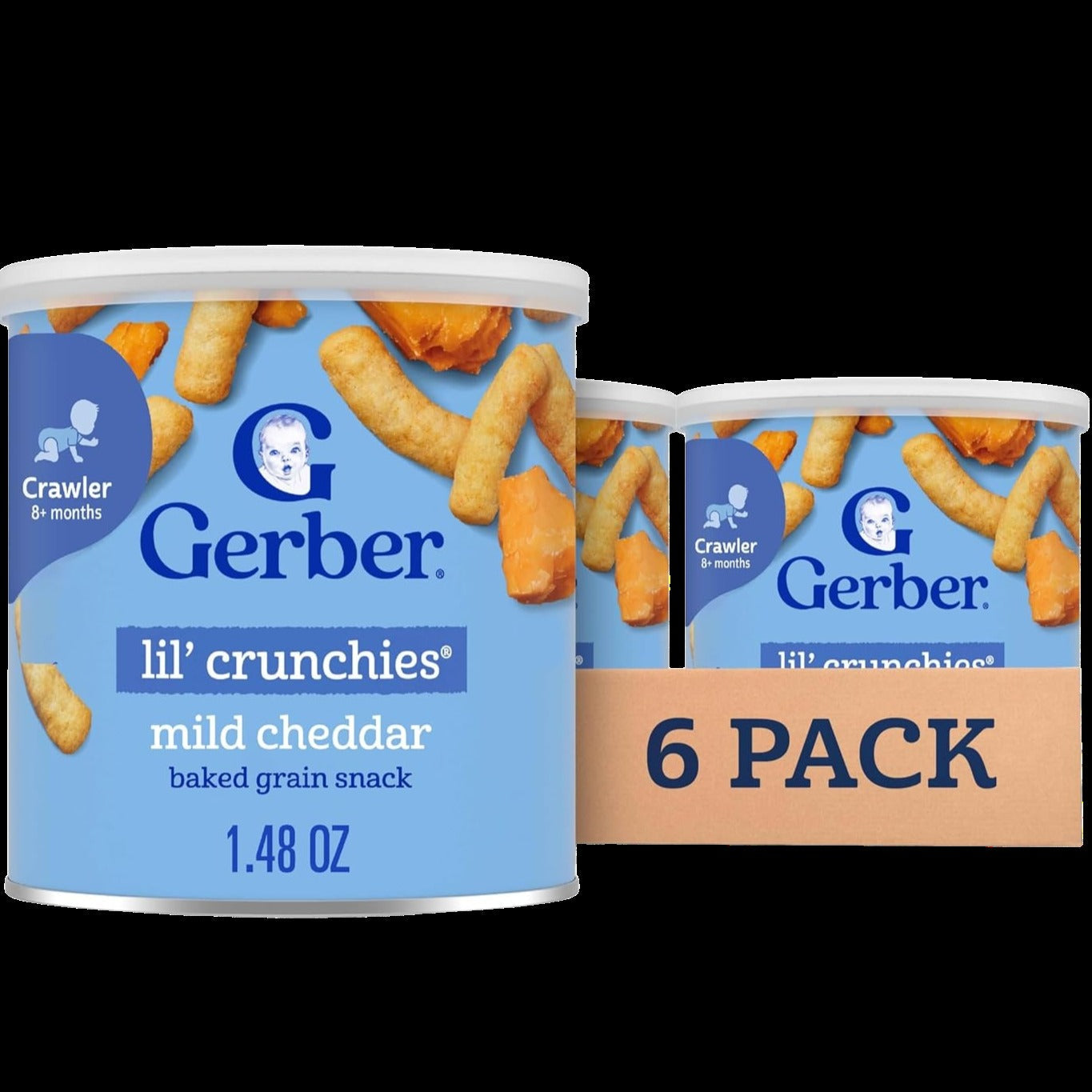 Lil Crunchies Baked Corn Snack - Mild Cheddar (6 Pack)