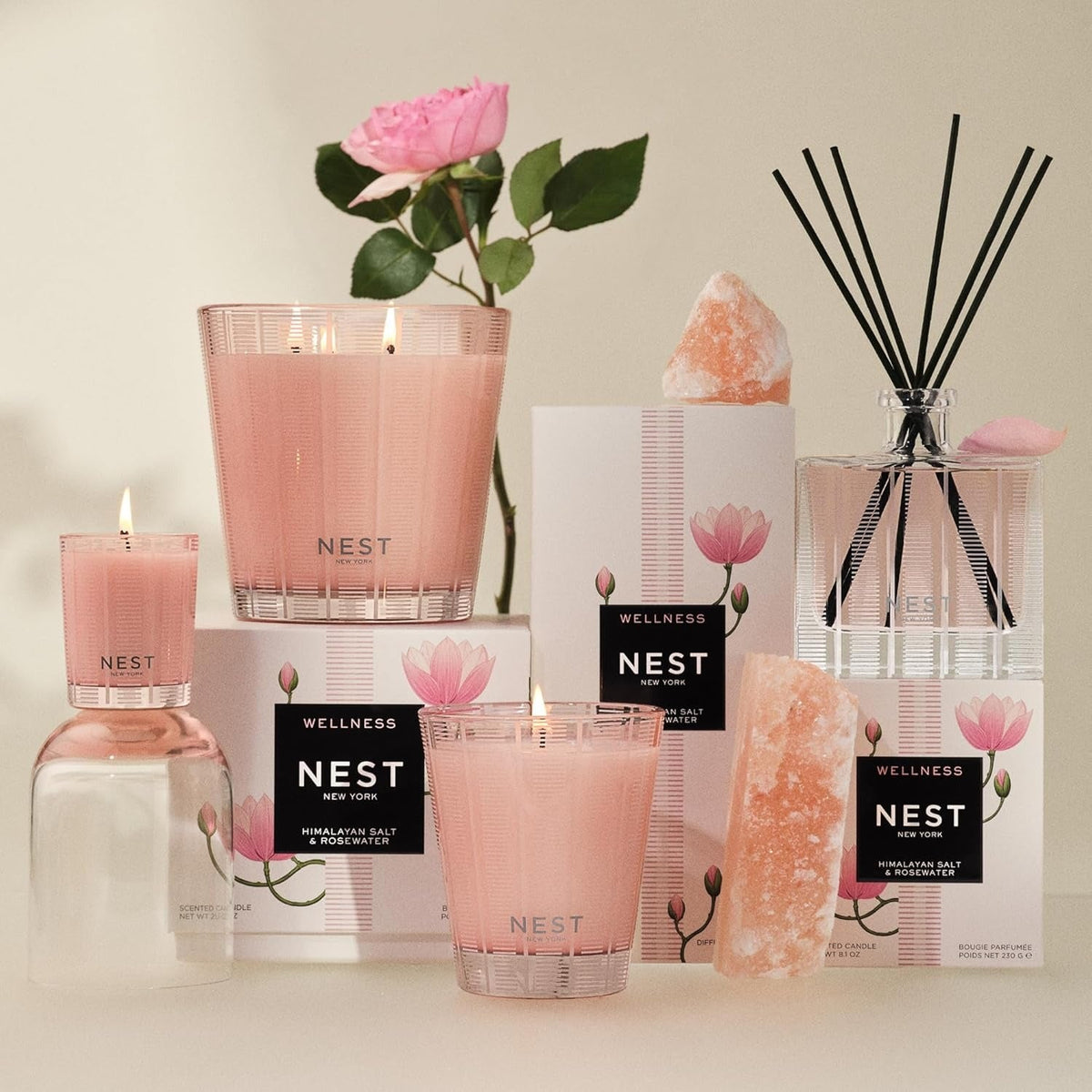 Himalayan Salt + Rosewater Scented Classic Candle
