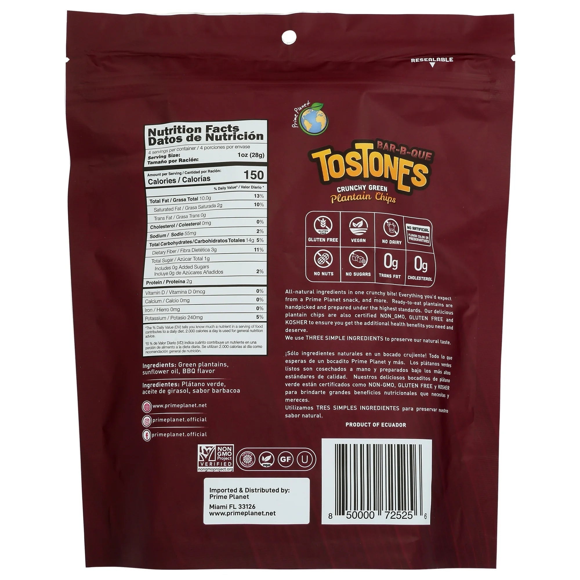 Bar B-Que Tostones Crunchy Green Plantain Chips (8 Pack)