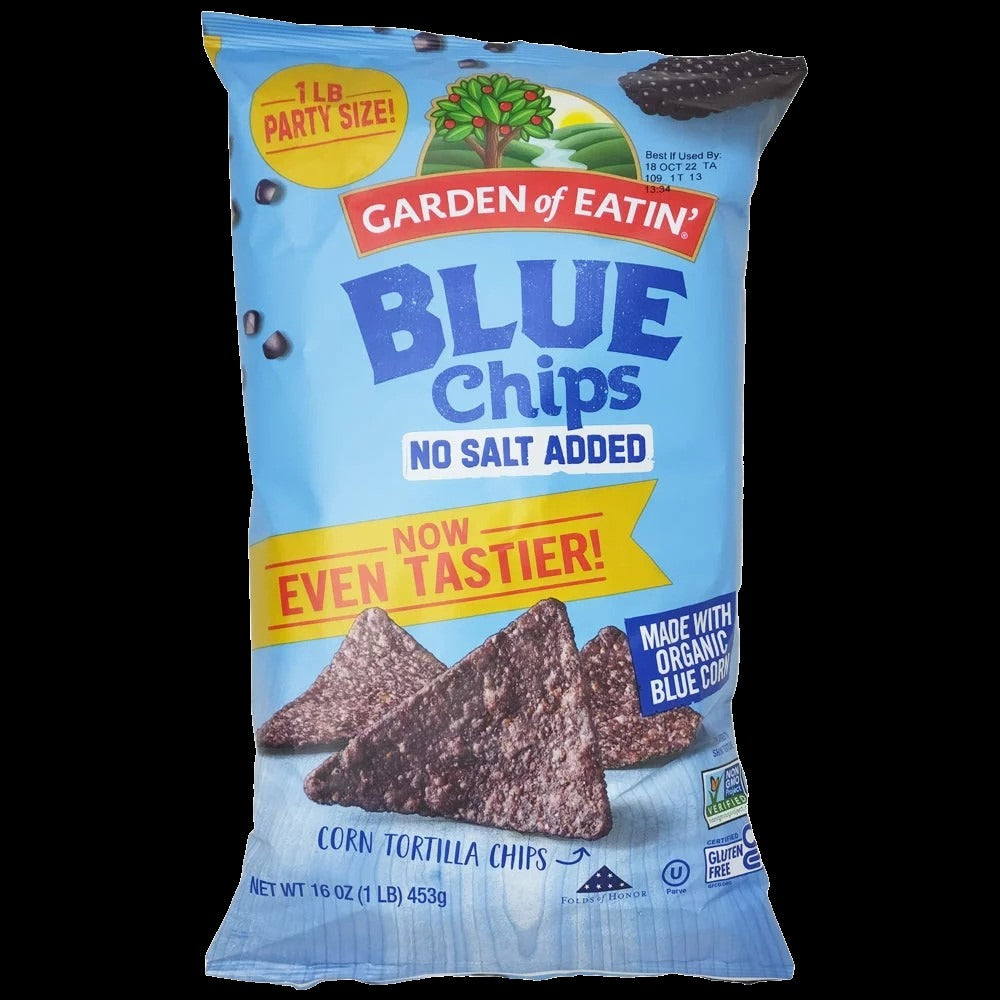 Party Size No Salt Added Blue Corn Tortilla Chips