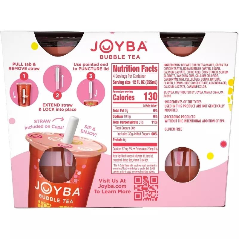 Strawberry Lemonade Green Bubble Tea (4 Pack)