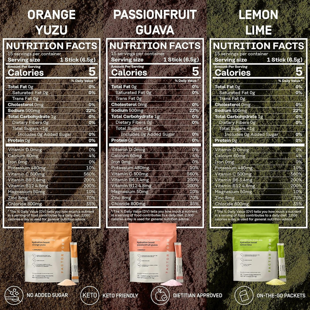 Hydration Boost Electrolyte Powder - Variety Pack (15 Packets)