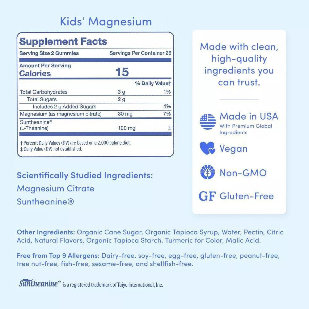 Kids' Nighttime Reset Magnesium Gummies for Relaxed Mind and Body - Sun Kiwi (50 CT)