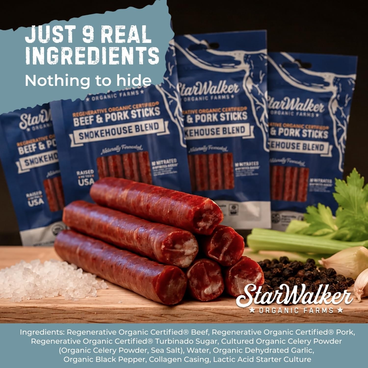 Organic Smokehouse Blend Beef & Pork Sticks