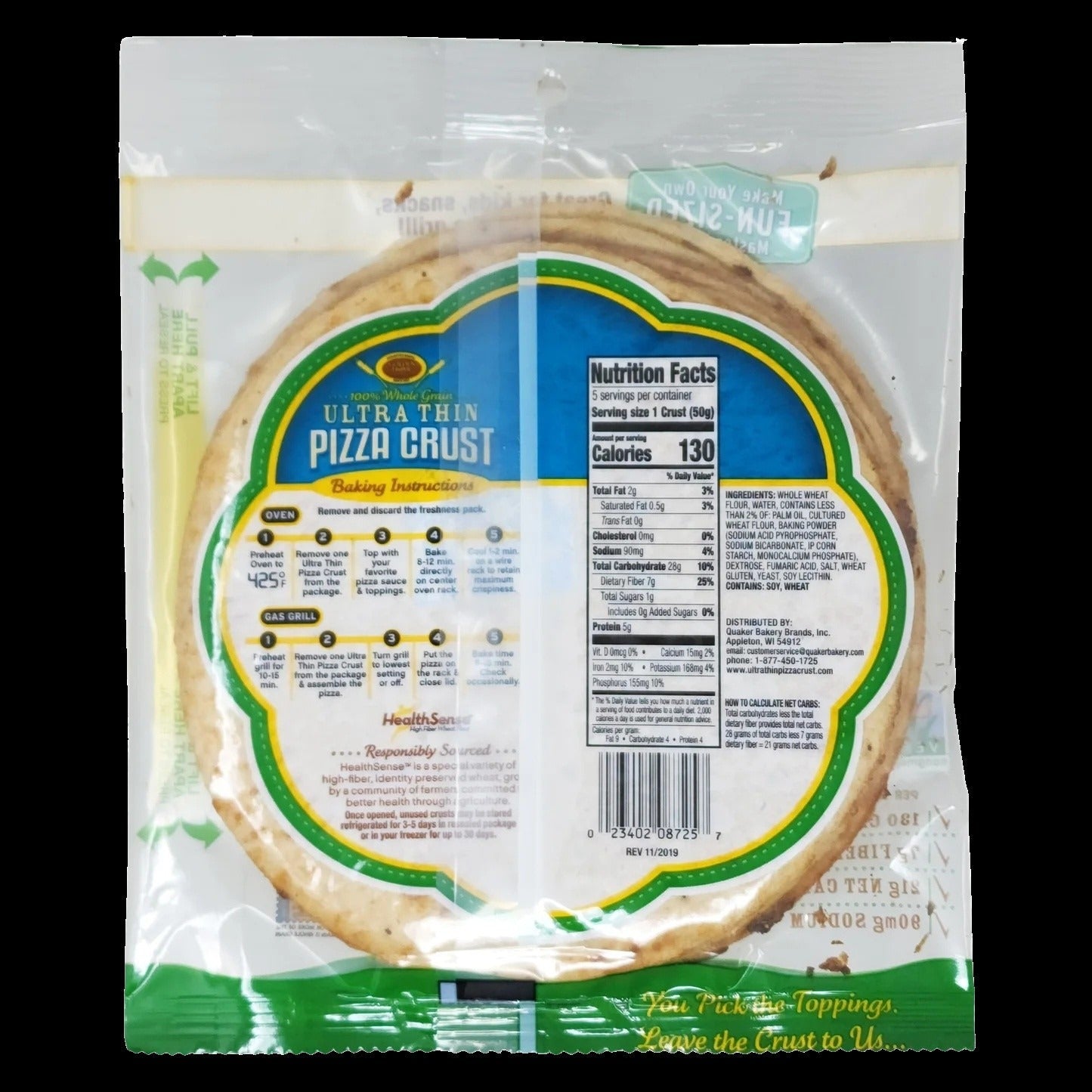 Whole Grain Ultra Thin Pizza Crust "7" Inch