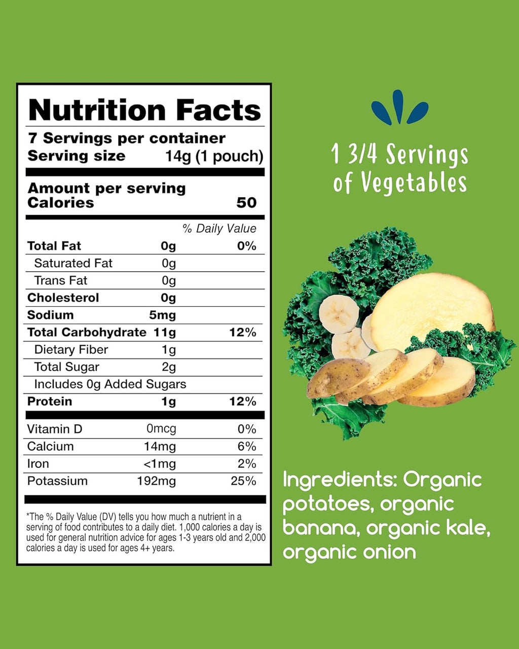 Potato Kale Mash Baby Food (7 Pouches)