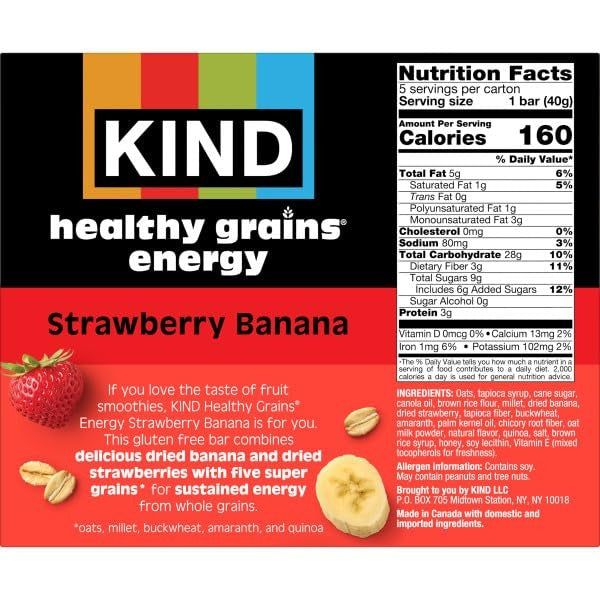 Healthy Grains Energy Bars - Strawberry Banana (5 CT)