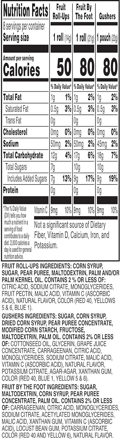 Fruit Roll-Ups, Fruit by the Foot, Gushers Snack Variety Pack (8CT)