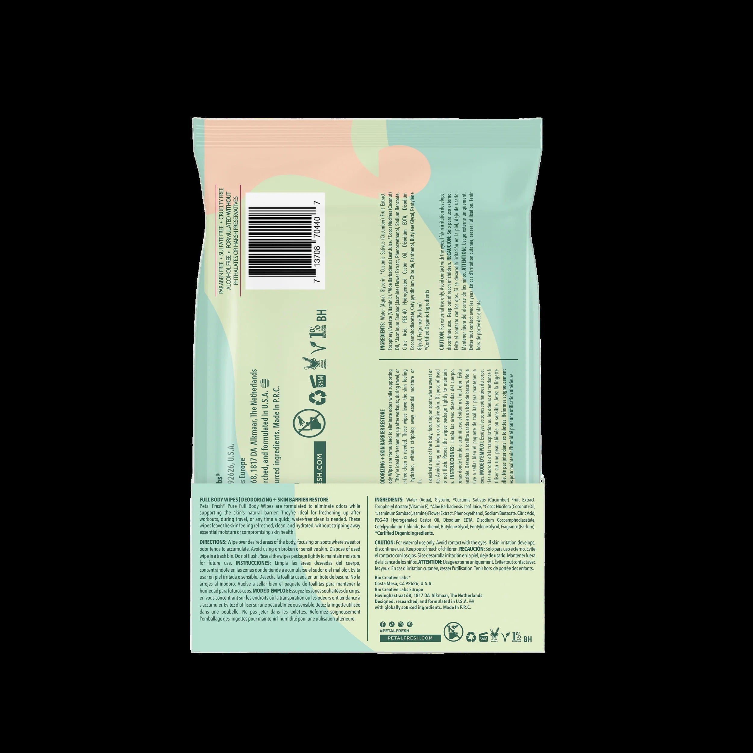 Fresh Cucumber Deodorizing & Restoring Full Body Wipes (4 Pack)