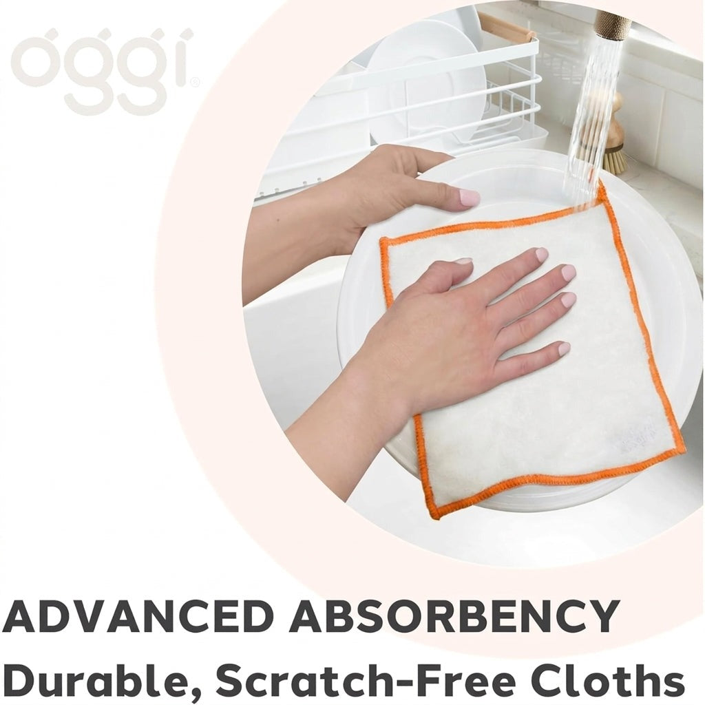 Bamboo Kitchen Cloths - White/Orange (6 CT)
