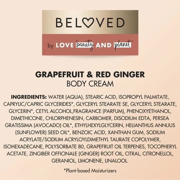 Beloved Grapefruit Oil And Red Ginger Body Cream