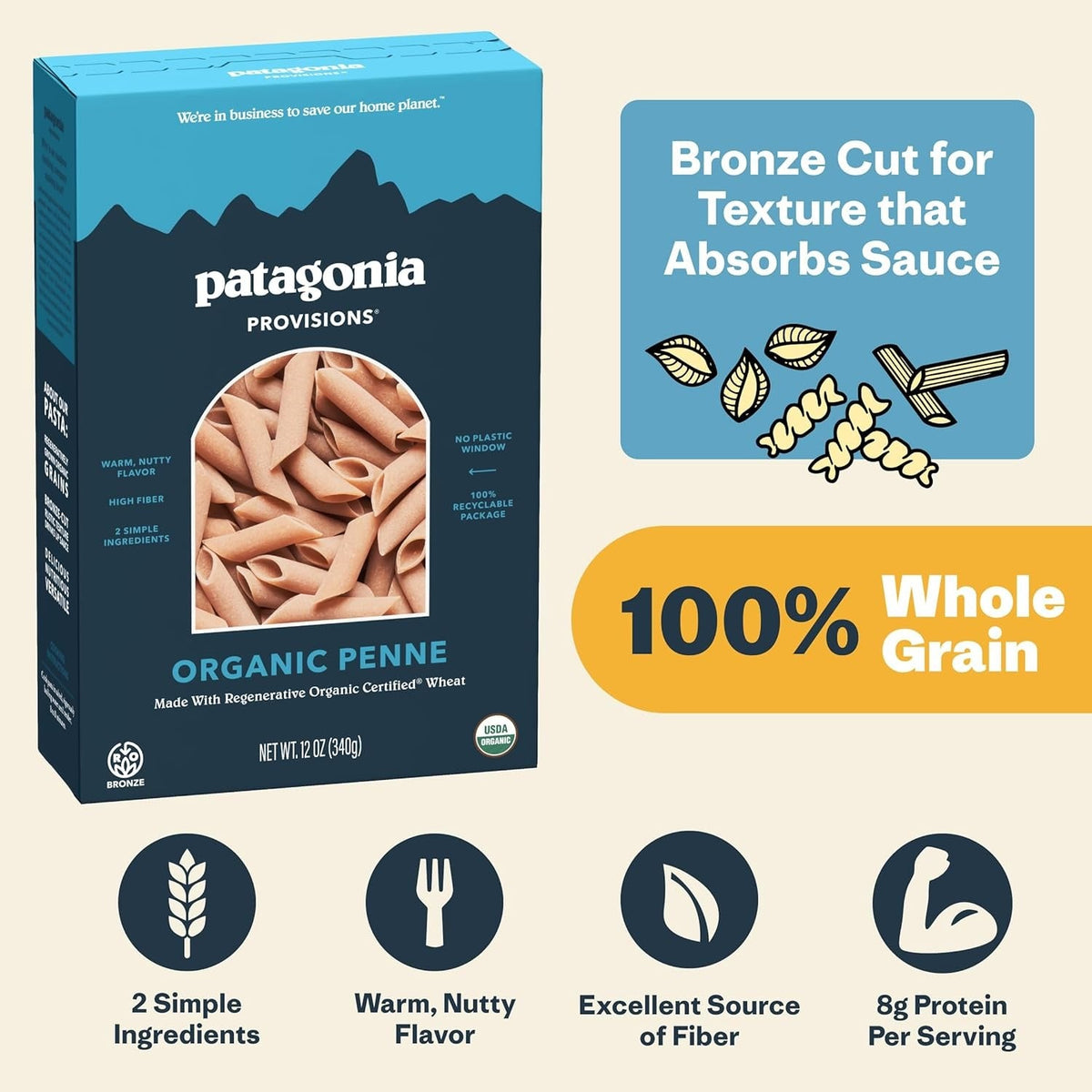 Regenerative Organic Certified Penne Pasta