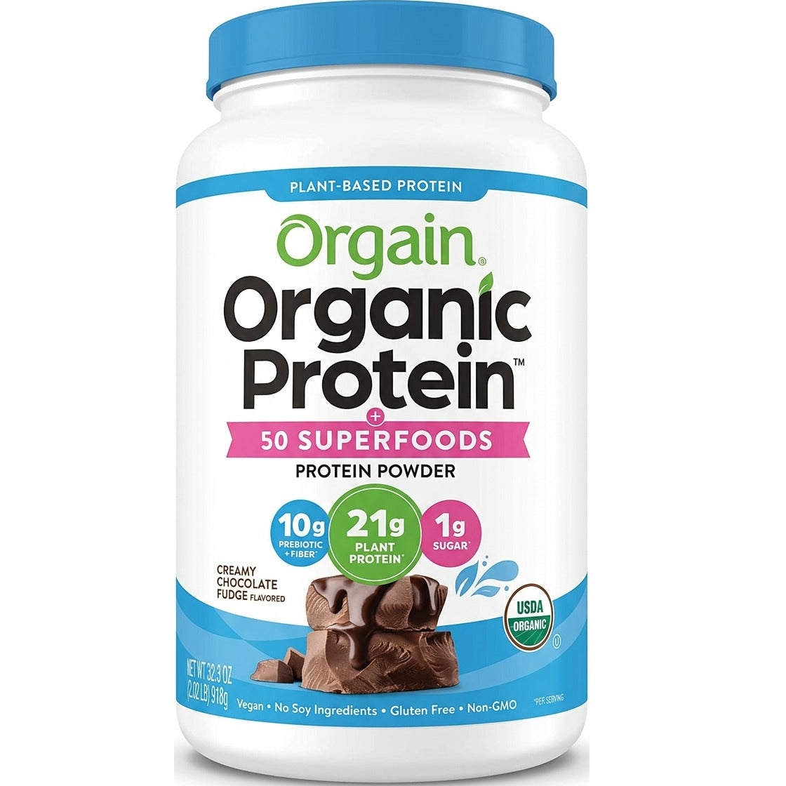 Organic Vegan Protein + 50 Superfoods Powder - Creamy Chocolate Fudge