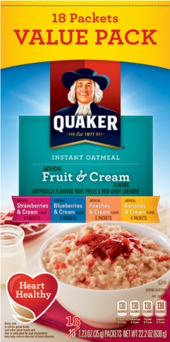 Instant Oatmeal - Fruit and Cream Variety Pack (18CT)