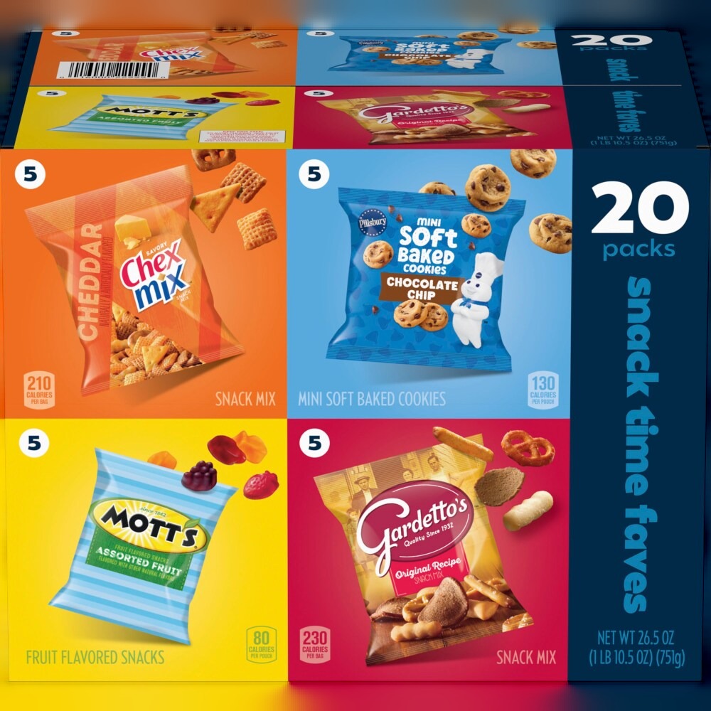Chex Mix, Mott's, Gardetto's, Pillsbury Cookies, Snack Time Faves Variety Pack (20 CT)