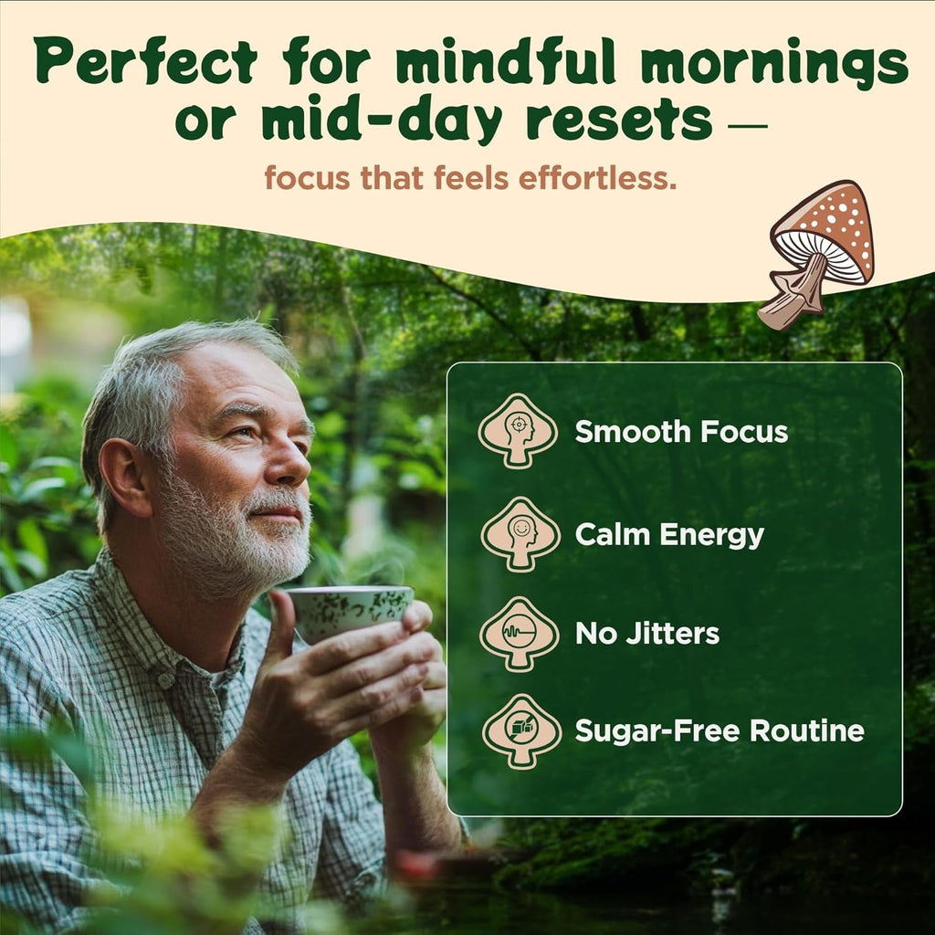 Functional Matcha with 7 Mushrooms, L-Theanine & Ashwagandha