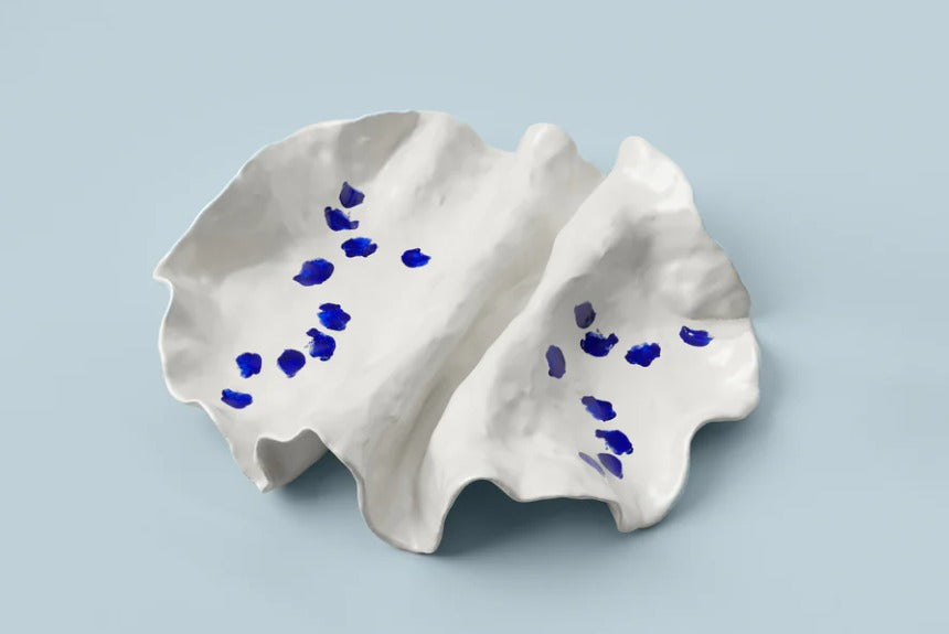 Frida White and Blue Porcelain Decorative Plate