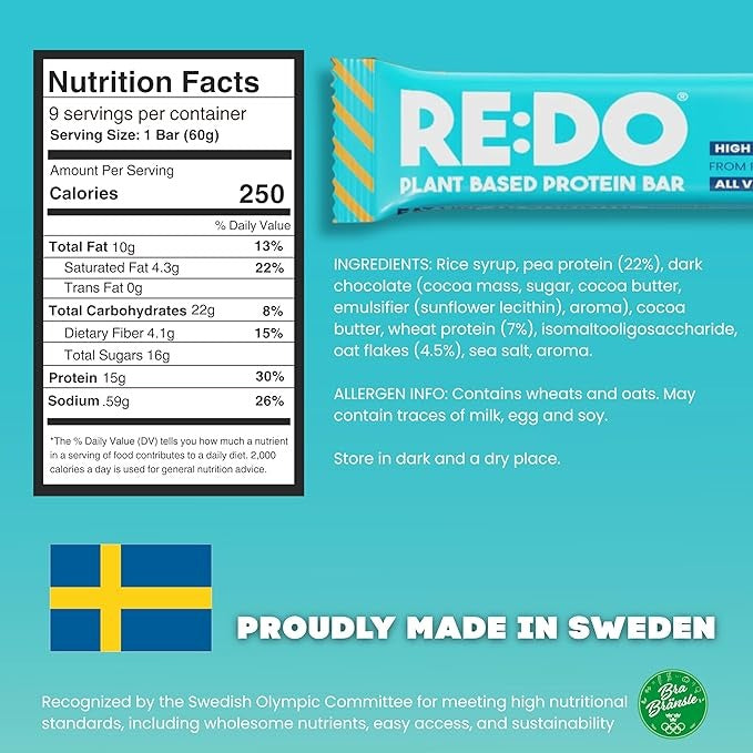 Plant-Based Swedish Salted Caramel Protein Bars (9 CT)