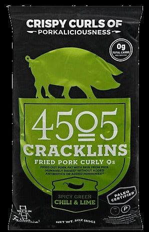 Spicy Green Chili And Lime Cracklins Pork Rinds