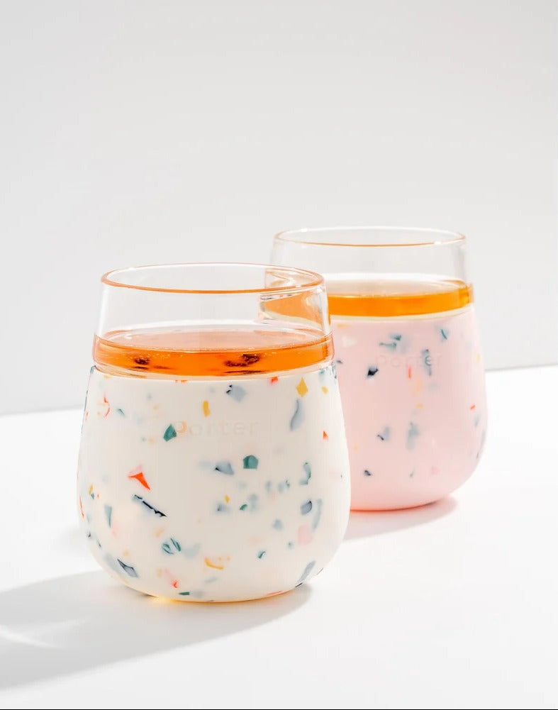 15oz Insulated Wine Glass - Terrazzo Cream
