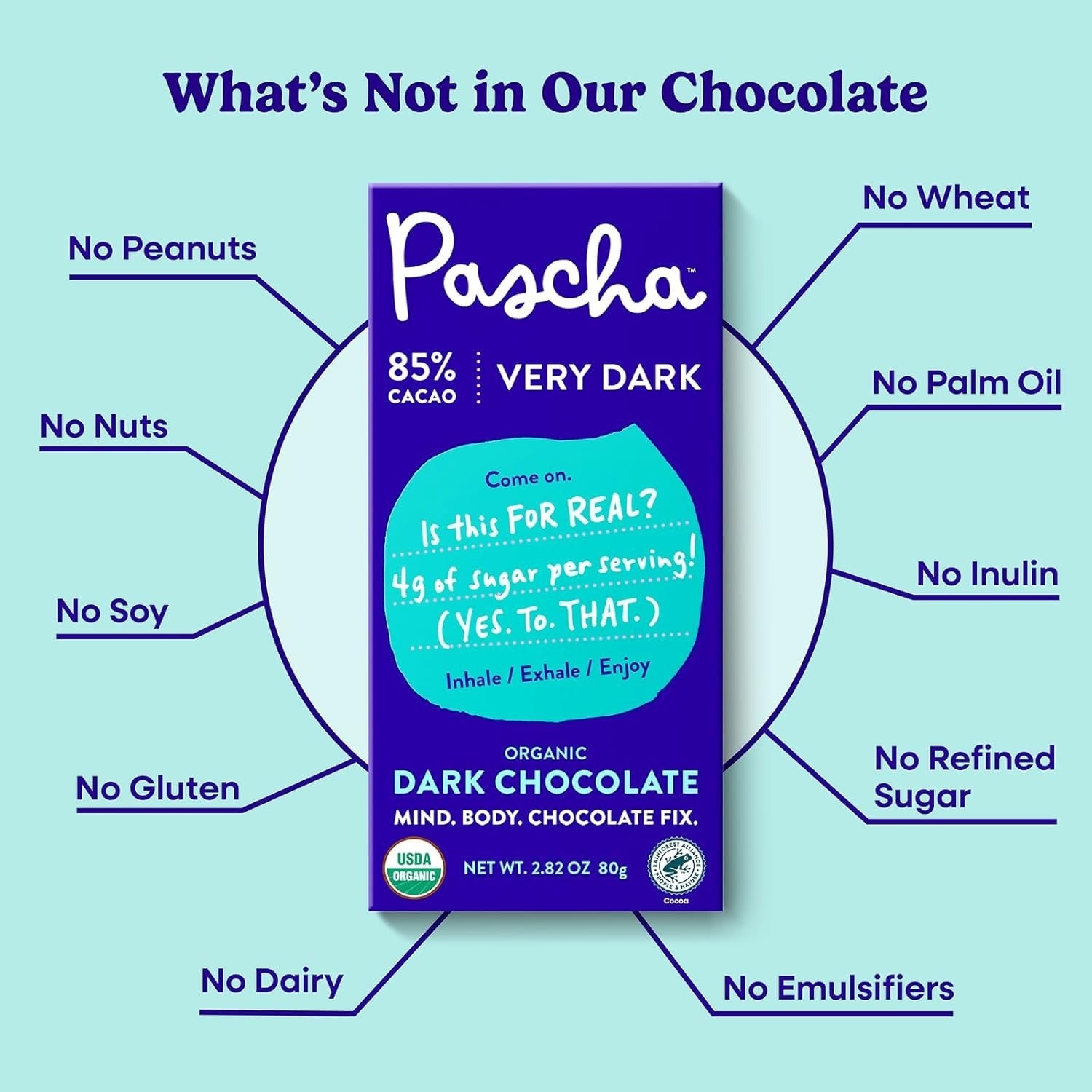 Organic Dark Chocolate Bar 85% Cacao