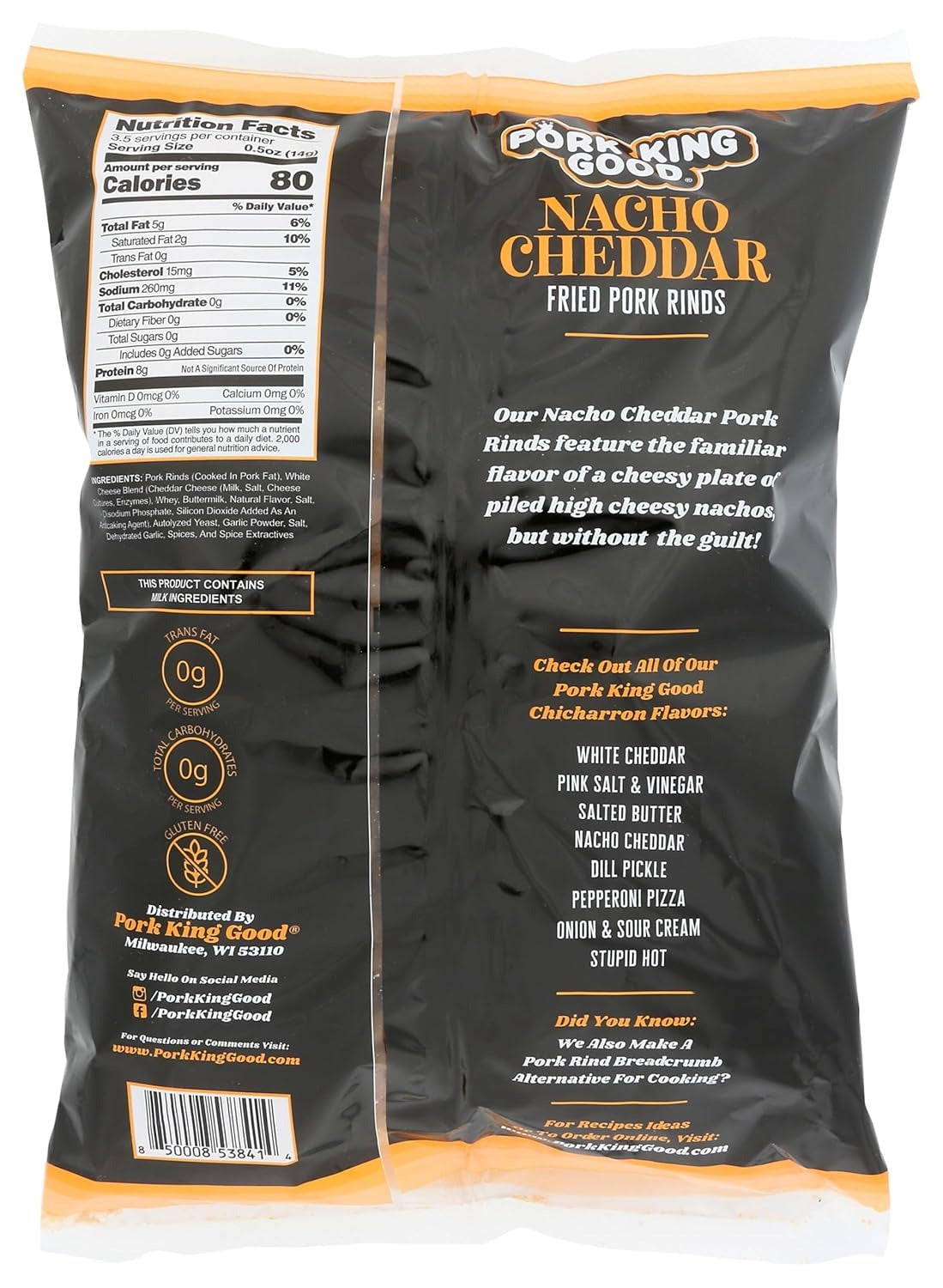 Nacho Cheddar Fried Pork Rinds