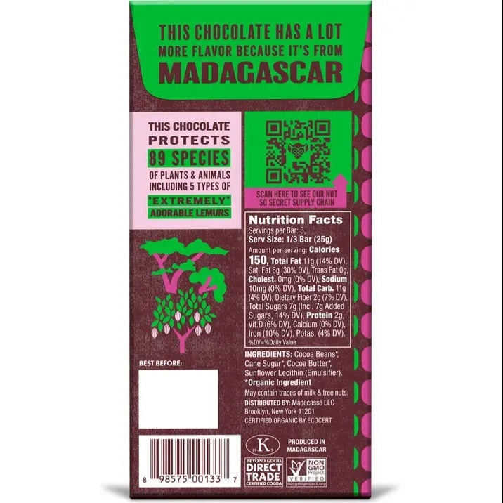 Madagascar 80% Dark Chocolate Bar