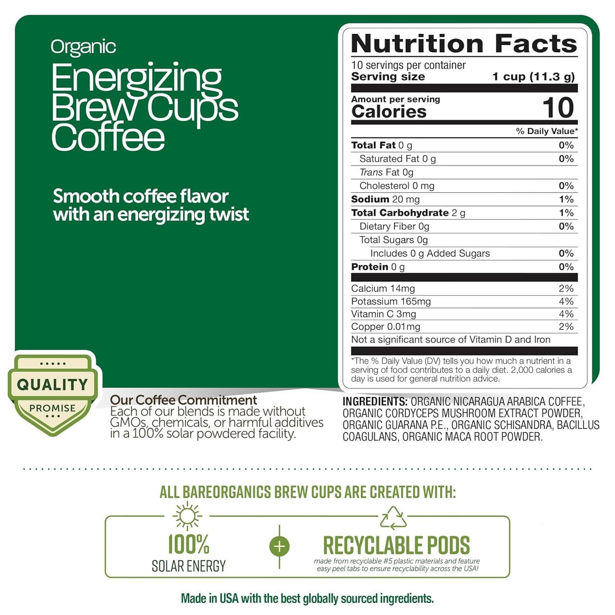 Medium Roast Energizing Coffee with Superfoods K-Cups (10 CT)