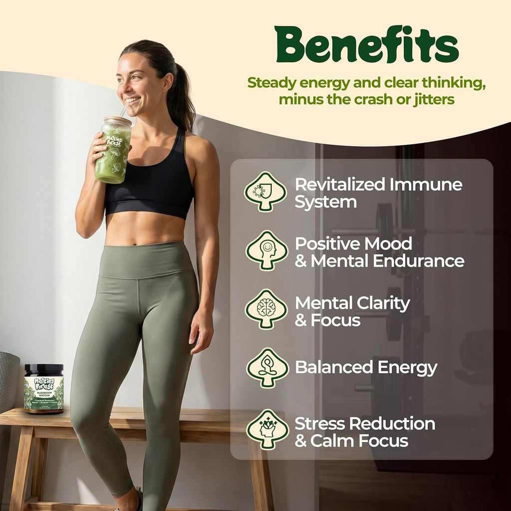 Functional Matcha with 7 Mushrooms, L-Theanine & Ashwagandha