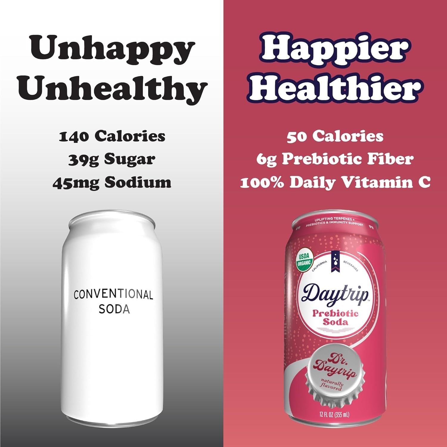 Organic Prebiotic Dr. Daytrip Soda (12 CT)