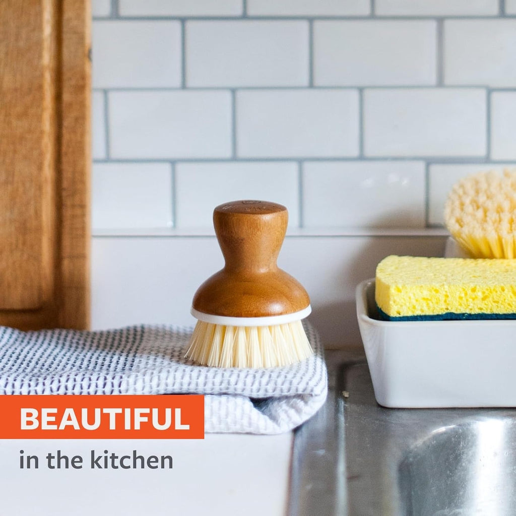 Soap Dispenser & Dish Brush Set - White