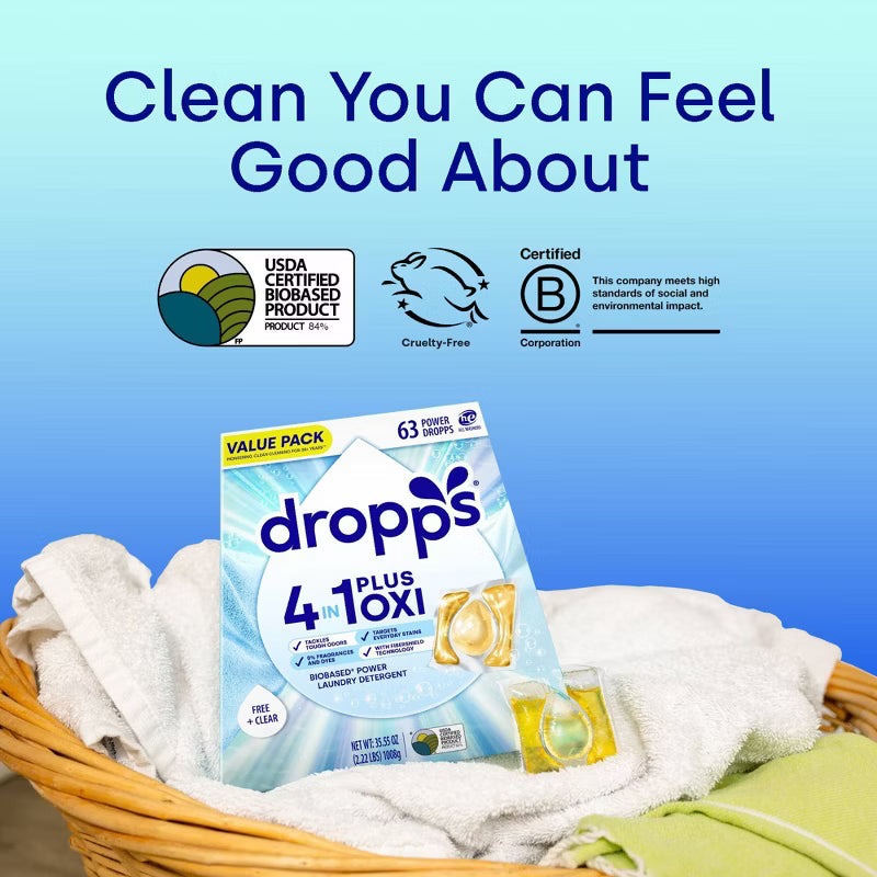 4-in-1 (Plus Oxi) Free & Clear Biobased Power Laundry Detergent Pods (63 CT)