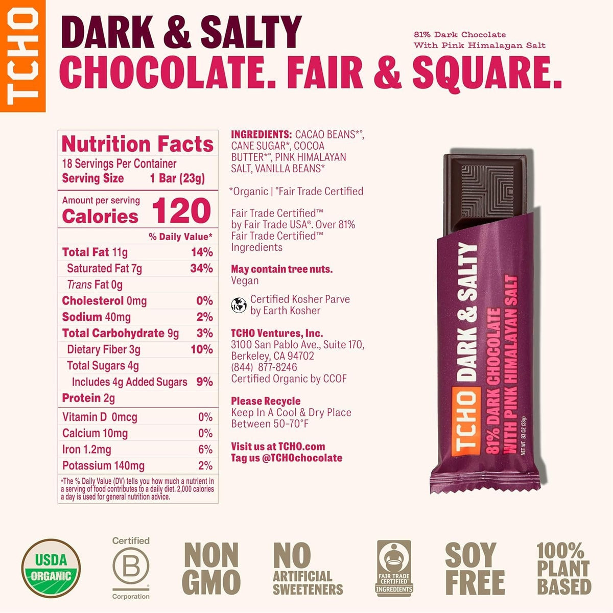 Dark & Salty Chocolate Bar (18 Pack)