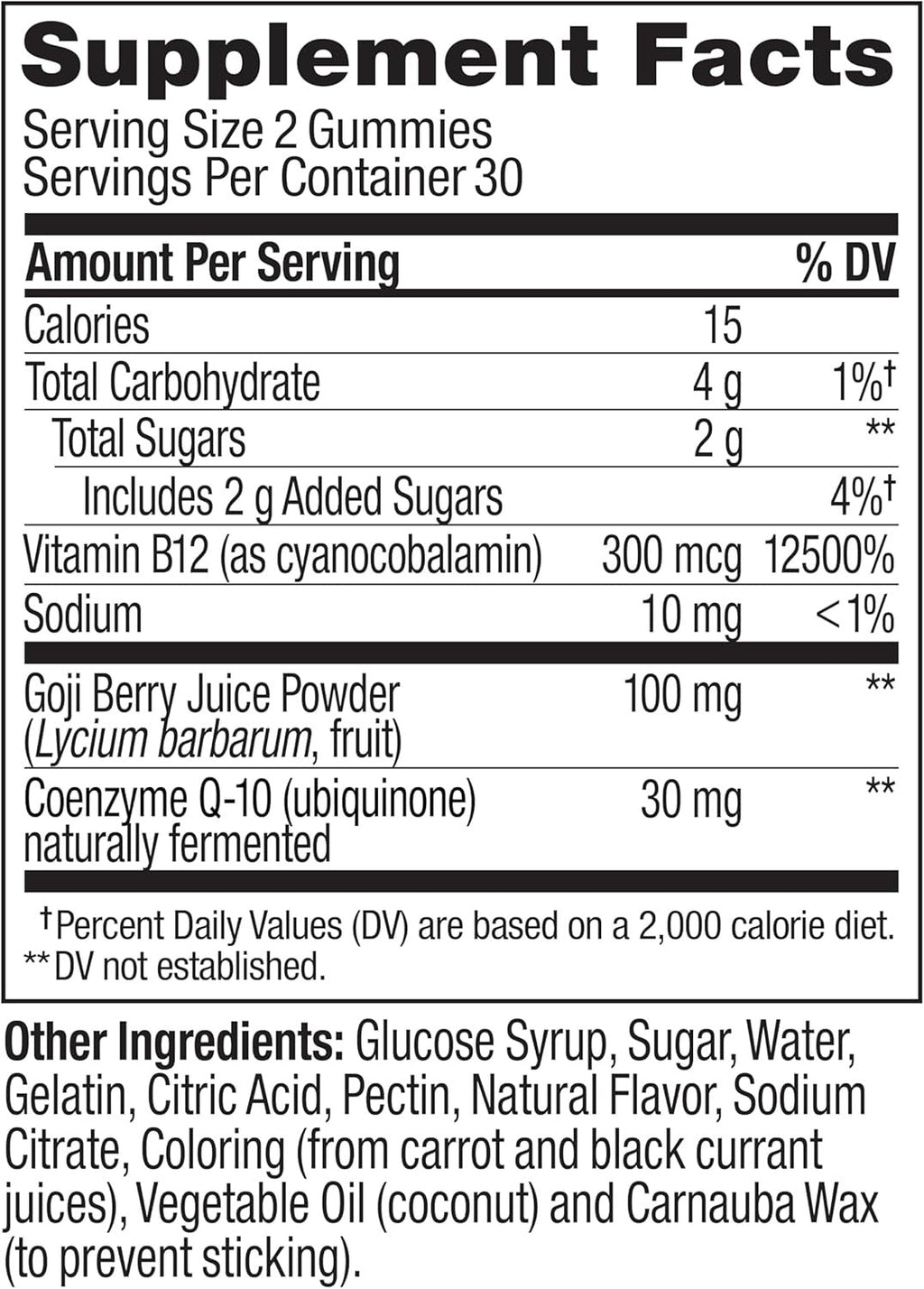 Vitamin B12 + Coq10 Goji Berry Tropical Passion Flavor Daily Energy Gummies