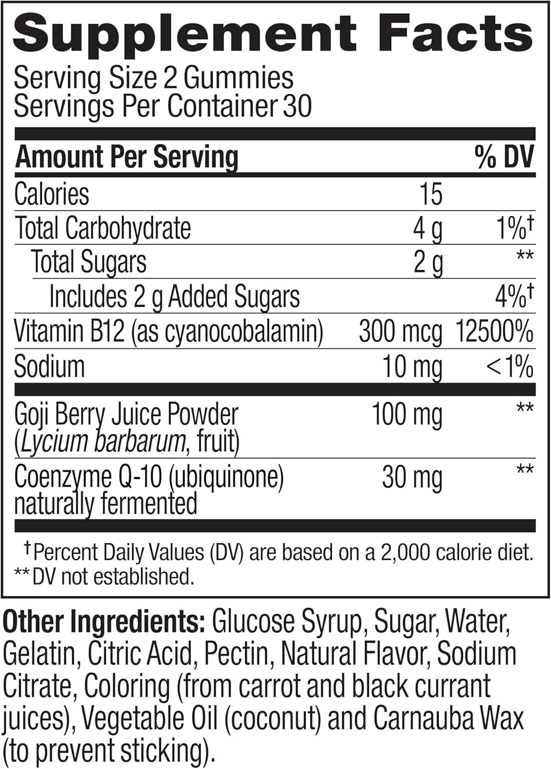 Vitamin B12 + Coq10 Goji Berry Tropical Passion Flavor Daily Energy Gummies