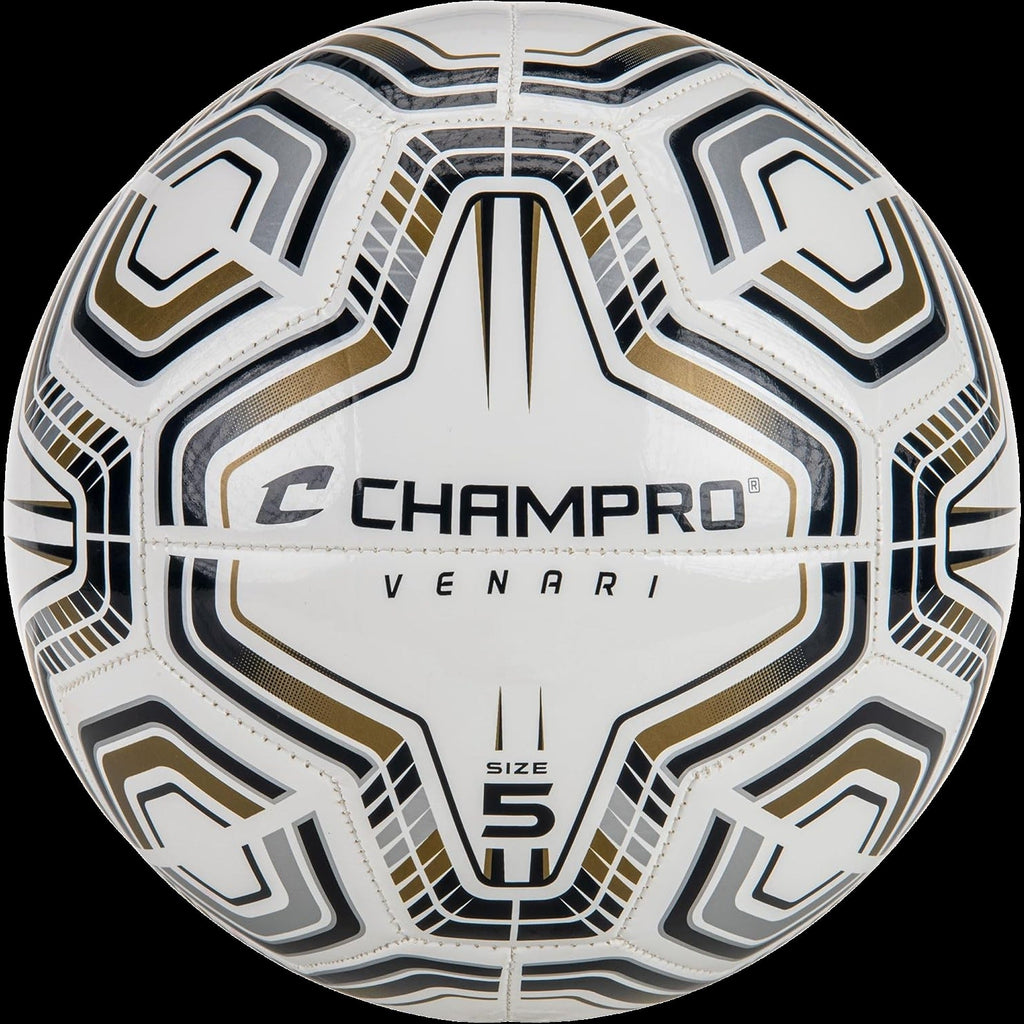 Venari 20 Panel Soccer Ball - #5 Black Silver Vegas Gold