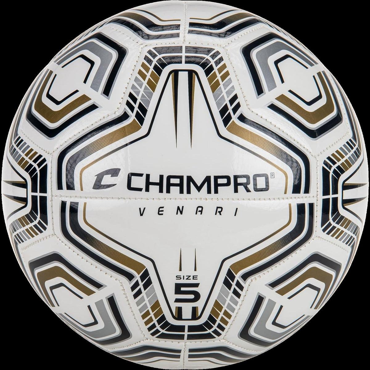 Venari 20 Panel Soccer Ball - #5 Black Silver Vegas Gold