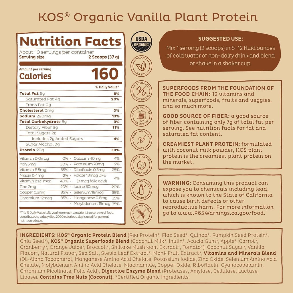 Organic Plant Based Protein Powder - Vanilla