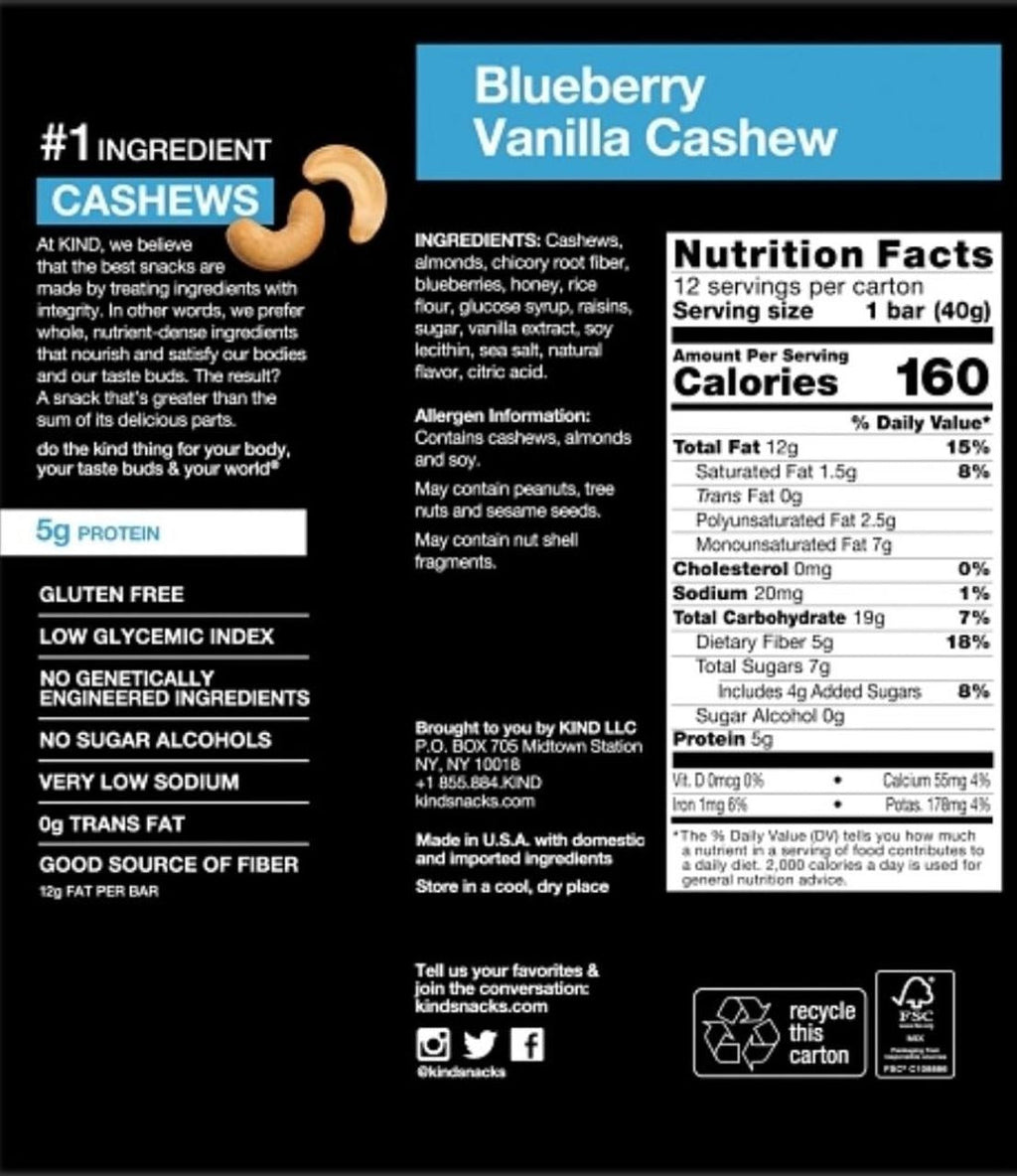 Blueberry Vanilla & Cashew Bars (12 CT)