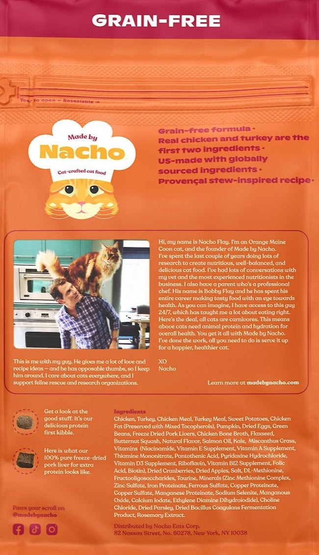 Grain-Free Chicken, Turkey, and Bone Broth Dry Cat Food