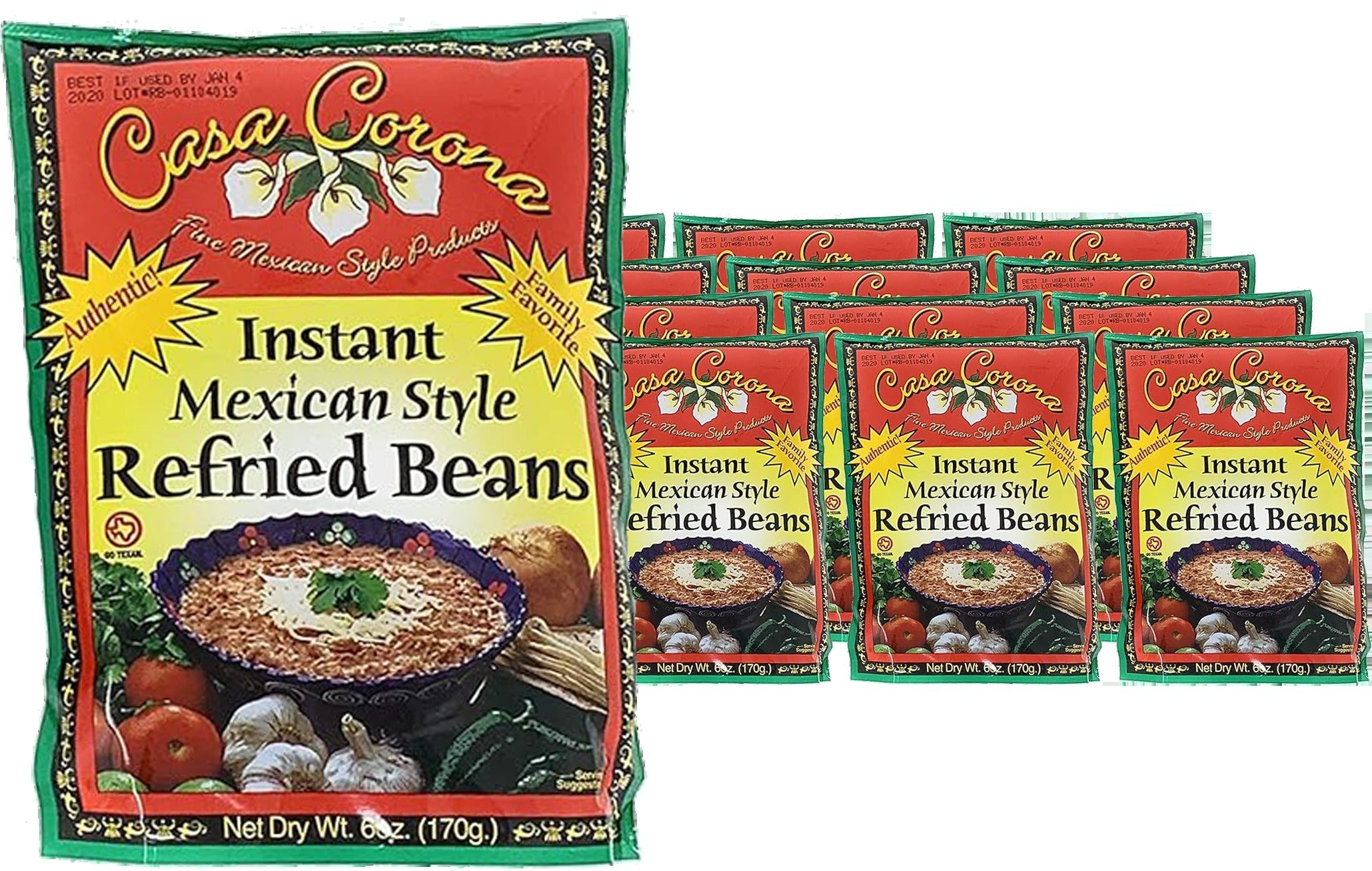 Instant Mexican Style Refried Beans (12 Pack)