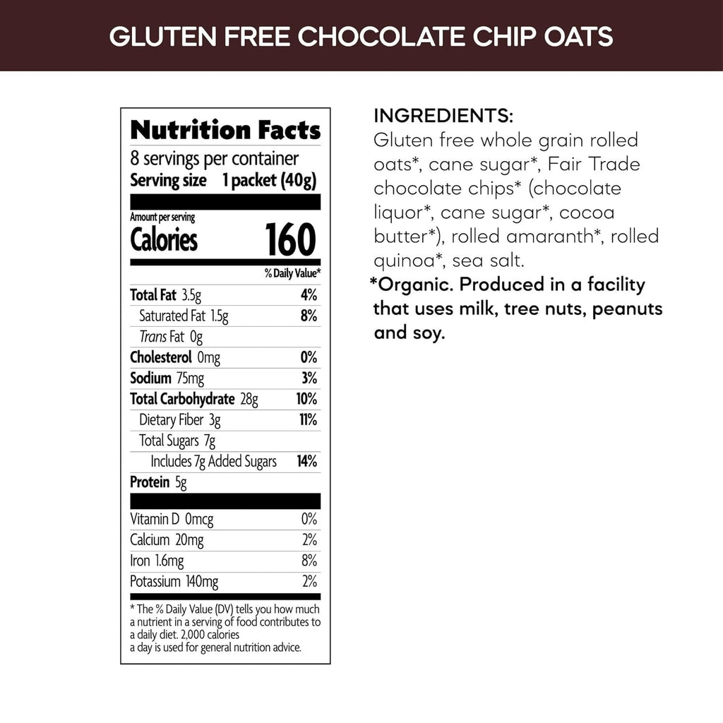 Organic Gluten Free Chocolate Chip Oatmeal