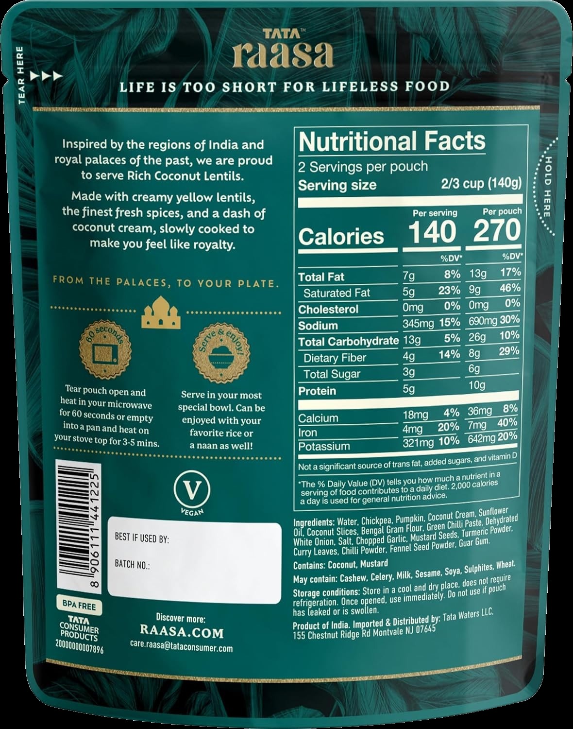 Rich Coconut Lentils (6 Pack)